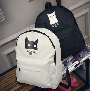 Electric way תיקים  Women Girl Cute Cat Satchel Backpack Rucksack Student Bookbag Back to School Bag