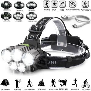 Electric way תאורה 100000LM T6 LED Headlamp Headlight Torch Rechargeable Flashlight 18650 Camping